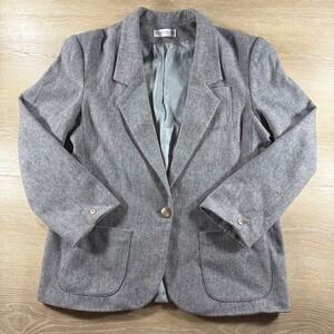 Vintage Jack Winter Women Size 16 Wool Blend Blazer Jacket‎ Gray Career Academia